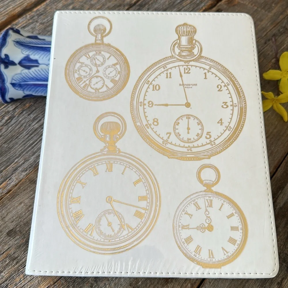 Eccolo Lined Journal Elegant Gold Pocket Watch Design 10 x 8 inches